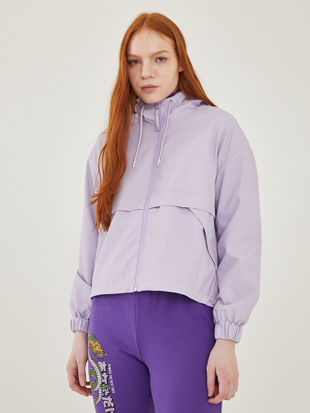 Hooded Plain Long Sleeve Fisherman Fabric Women's Raincoat -S20250Z8-RZG