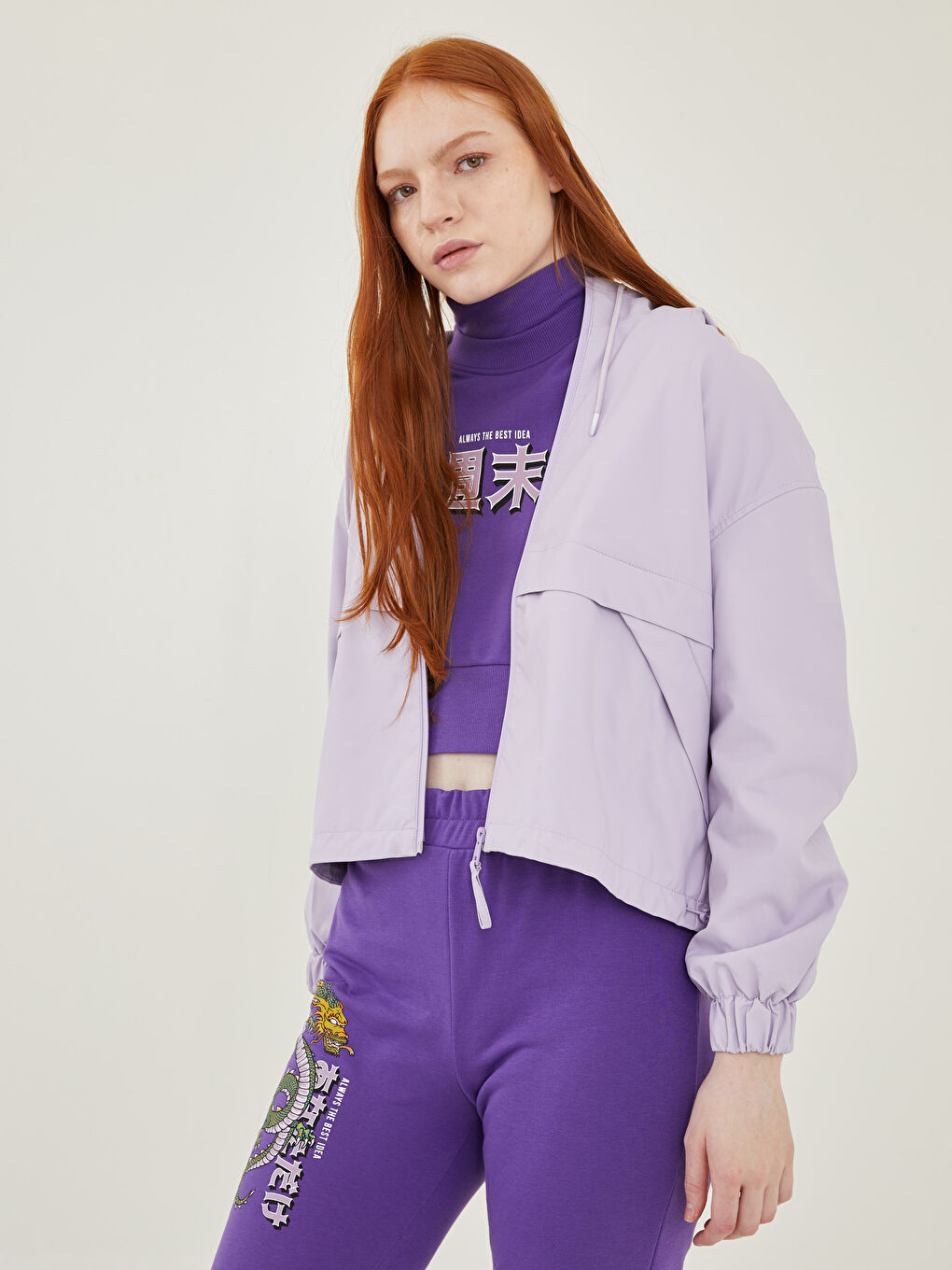 Hooded Plain Long Sleeve Fisherman Fabric Women's Raincoat -S20250Z8-RZG