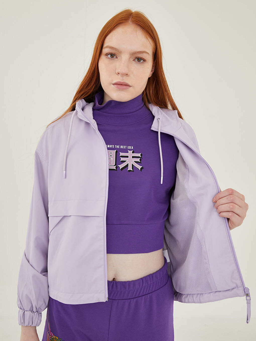Hooded Plain Long Sleeve Fisherman Fabric Women's Raincoat -S20250Z8-RZG