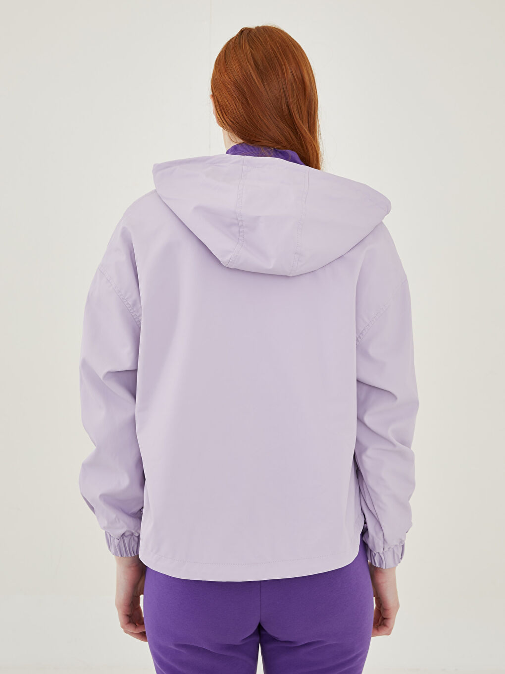 Hooded Plain Long Sleeve Fisherman Fabric Women's Raincoat -S20250Z8-RZG