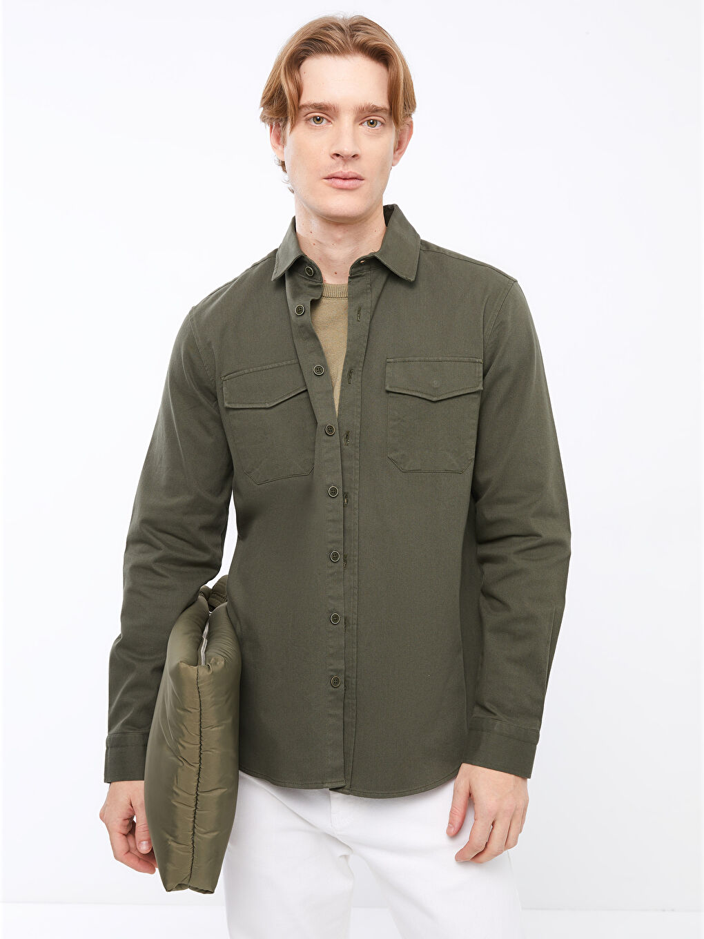 Regular Fit Long Sleeve Gabardine Men's Shirt