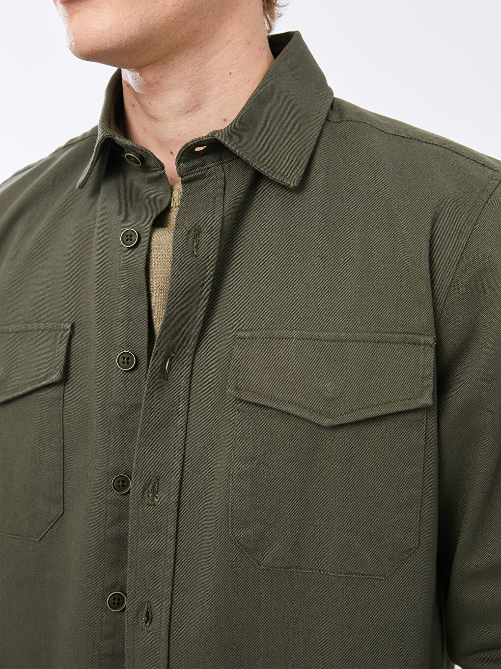 Regular Fit Long Sleeve Gabardine Men's Shirt-3