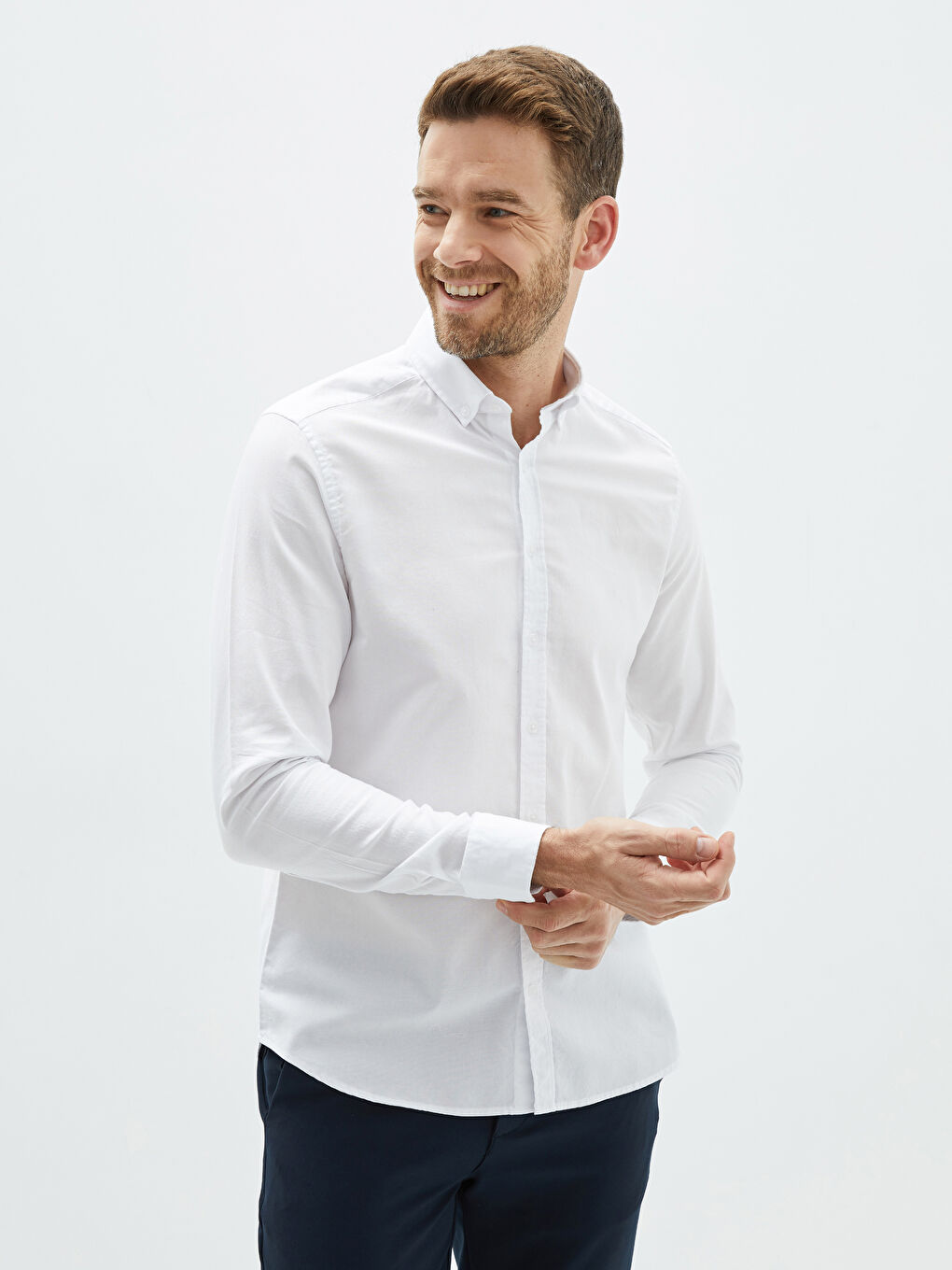 Slim Fit Long Sleeve Oxford Men's Shirt -S20255Z8-Q6K