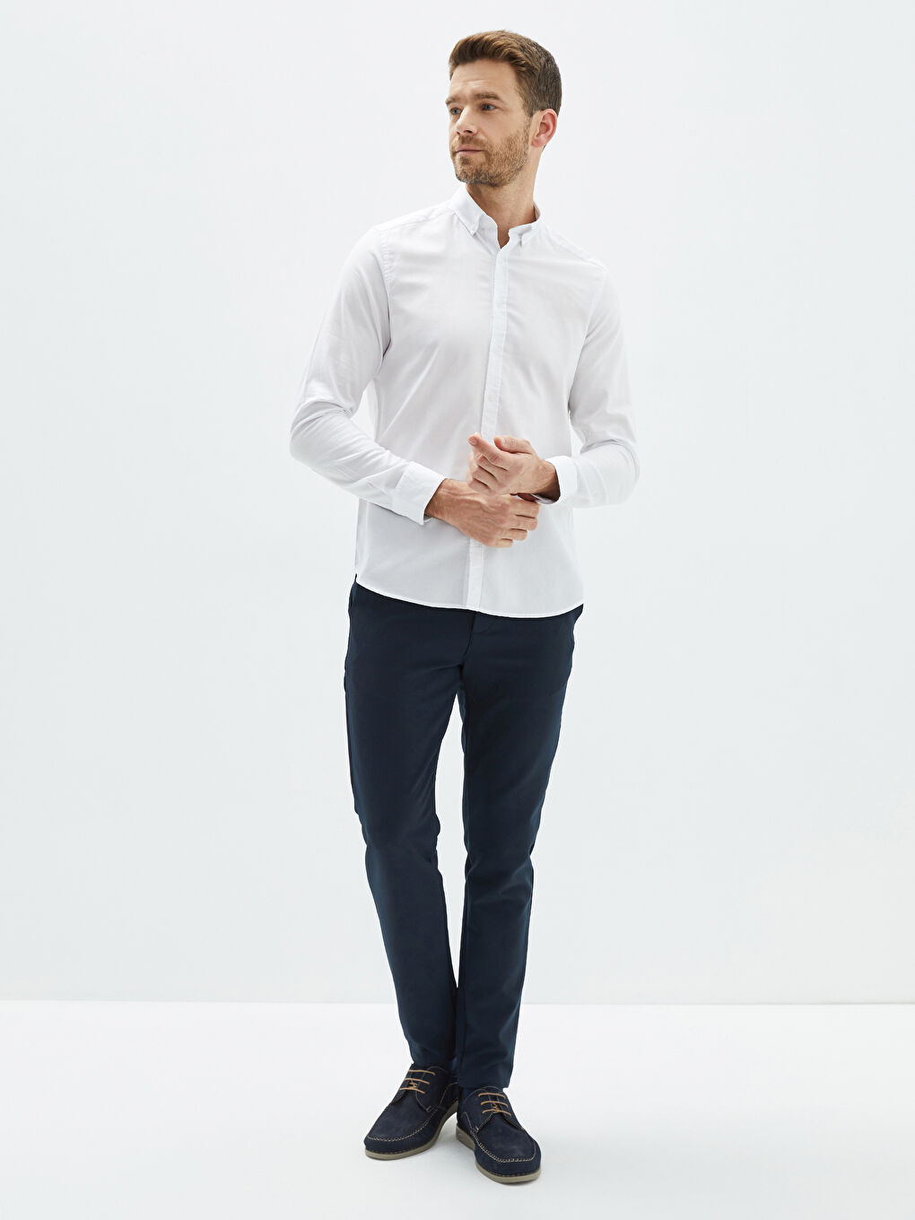 Slim Fit Long Sleeve Oxford Men's Shirt -S20255Z8-Q6K