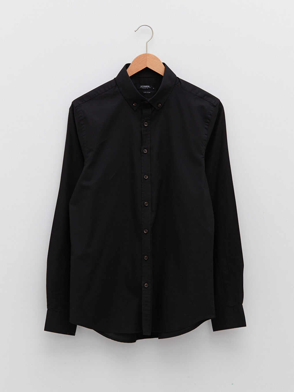 Siyah Slim Fit Uzun Kollu Oxford Erkek Gömlek-5