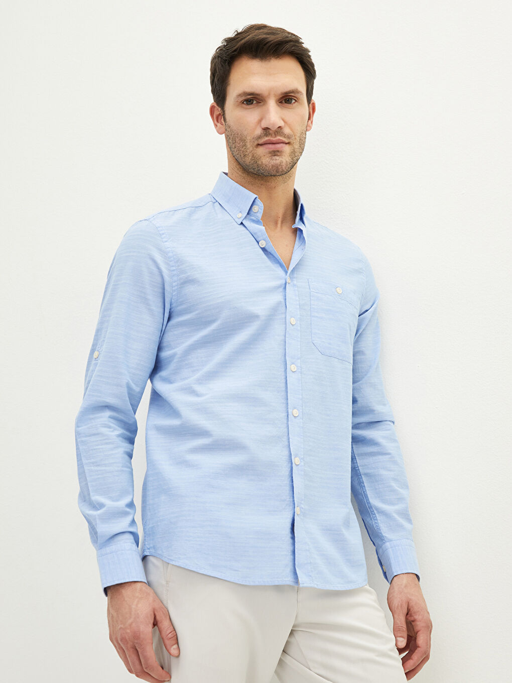 Regular Fit Long Sleeve Poplin Men's Shirt