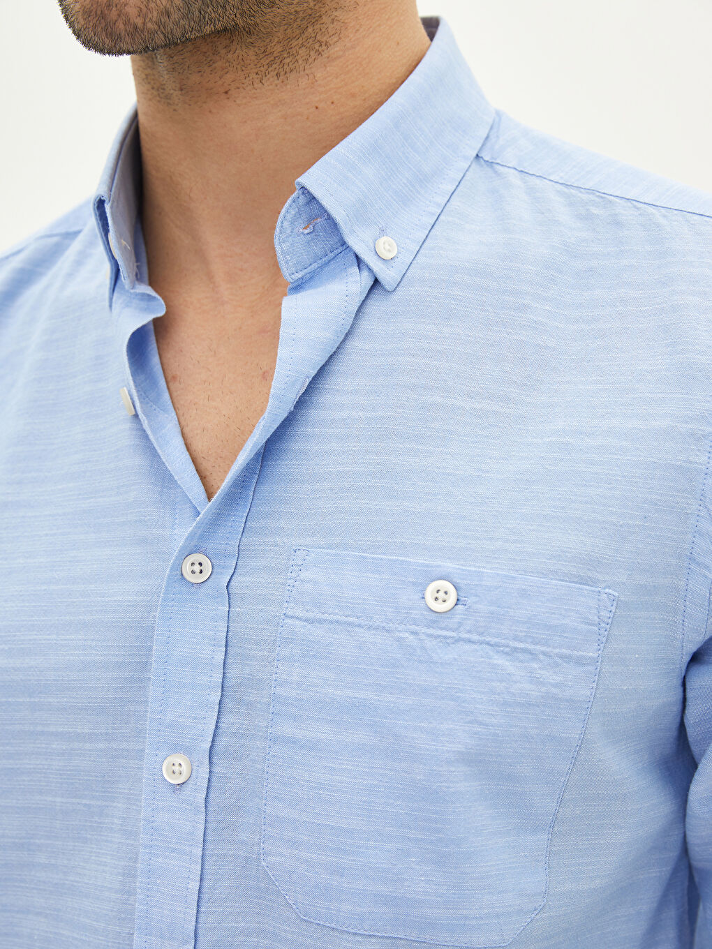 Regular Fit Long Sleeve Poplin Men's Shirt-3