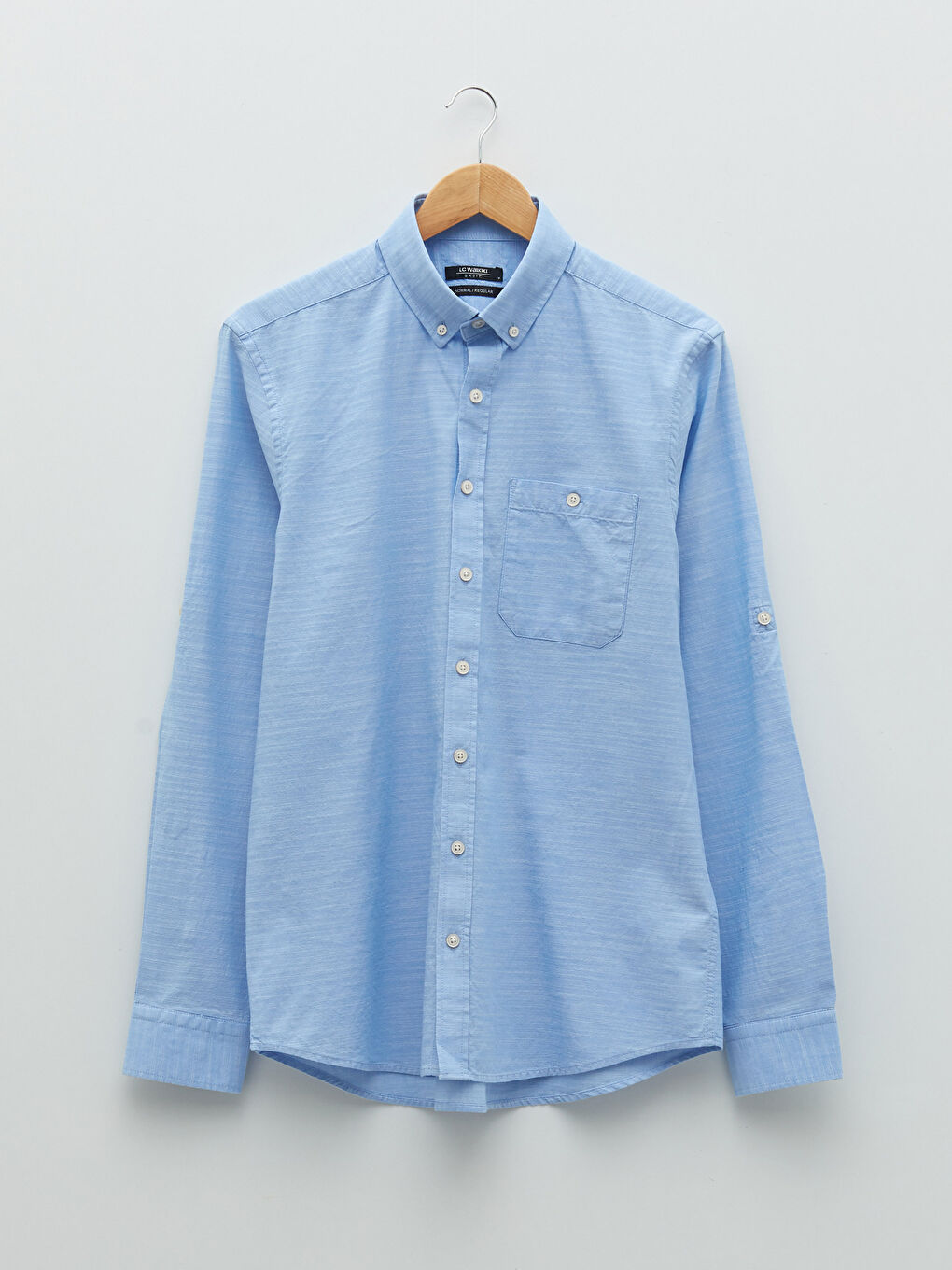 Regular Fit Long Sleeve Poplin Men's Shirt-5