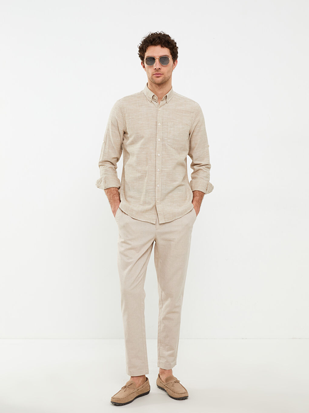 LCWAIKIKI Classic Regular Fit Uzun Kollu Keten Karışımlı Erkek Gömlek -S20259Z8-CR8