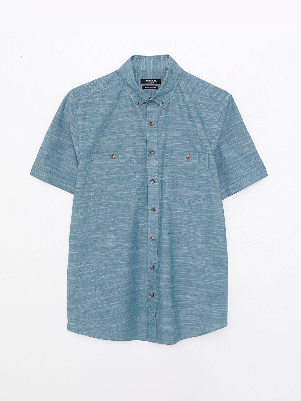 Ерлерге арналған зығыр тәріздес қысқа жеңді стандартты пішімді жейде-5