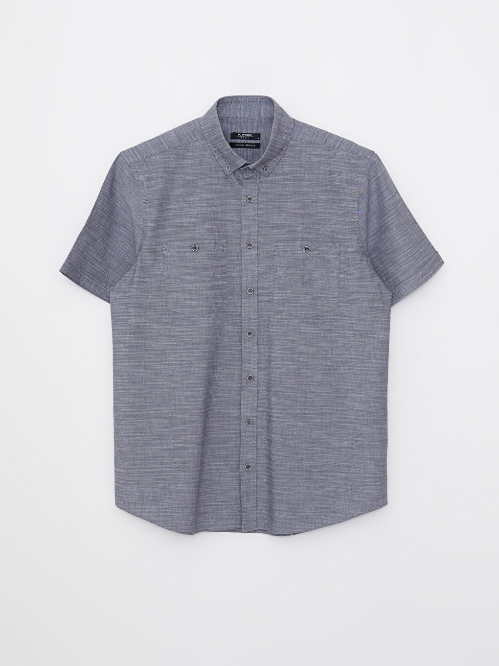 قميص بوبلين كم قصير بقصة عادية للرجال-5