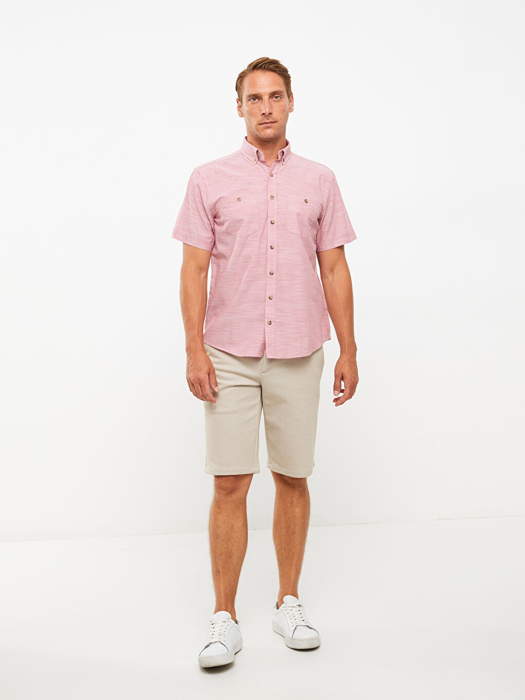 Regular Fit Short Sleeve Poplin Men's Shirt