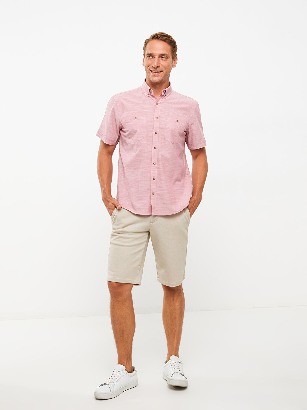 Regular Fit Short Sleeve Poplin Men's Shirt-1