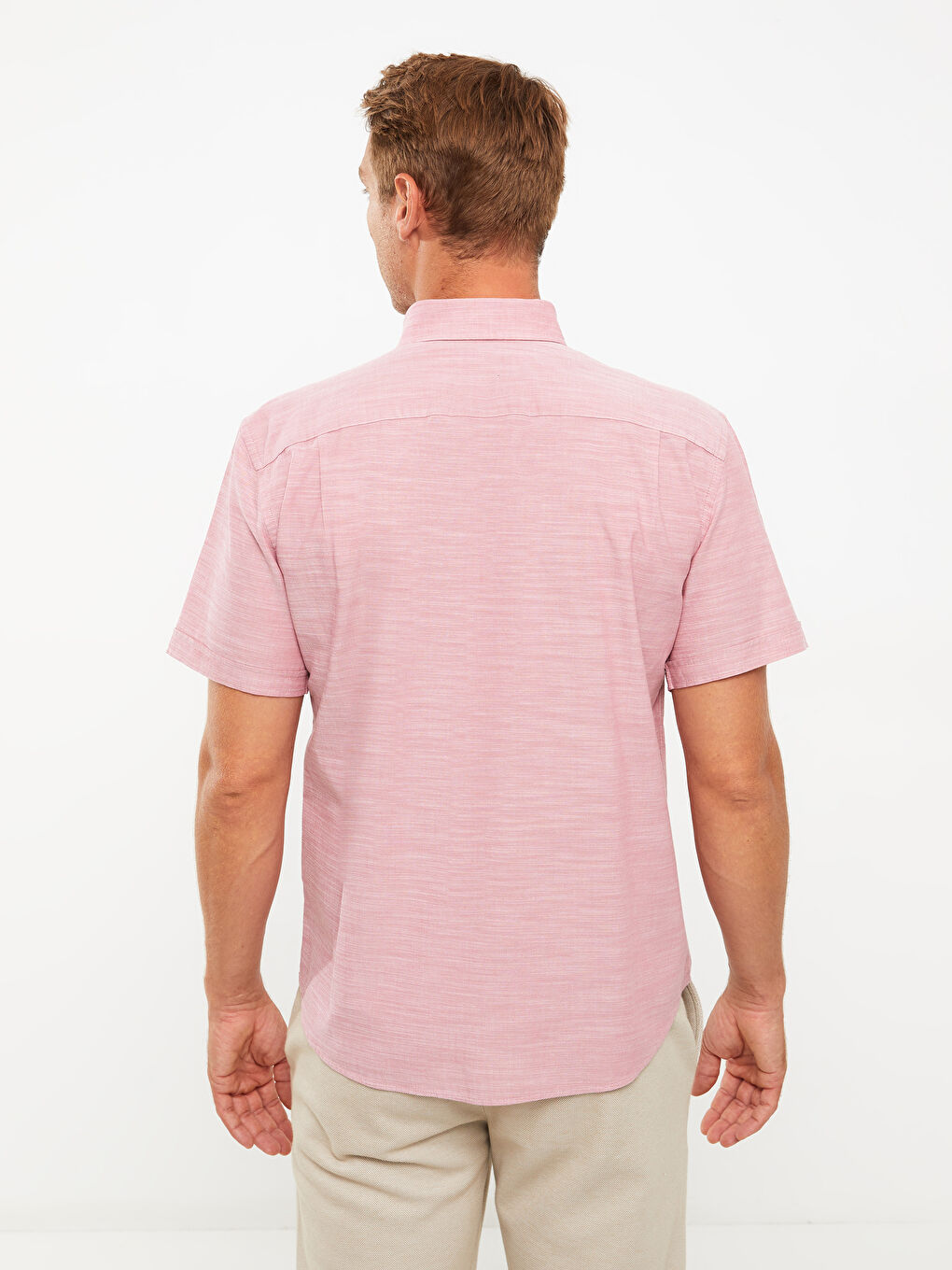 Regular Fit Short Sleeve Poplin Men's Shirt-4