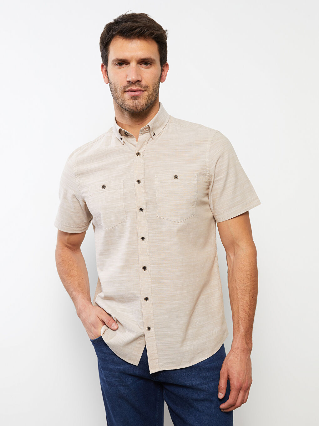 LC Waikiki Regular Fit Short Sleeve Poplin Men's Shirt -S20261Z8-QYX