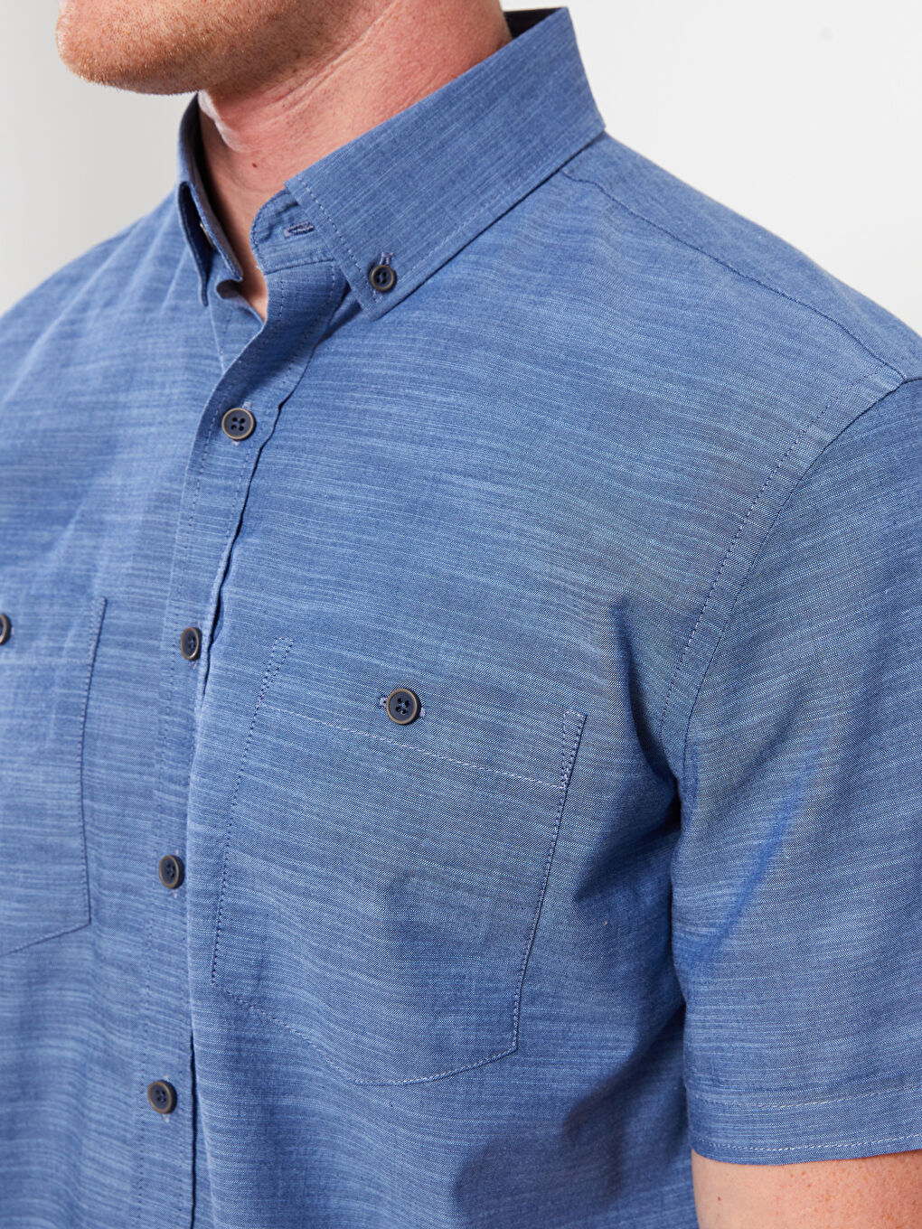 İndigo Regular Fit Kısa Kollu Poplin Erkek Gömlek-3