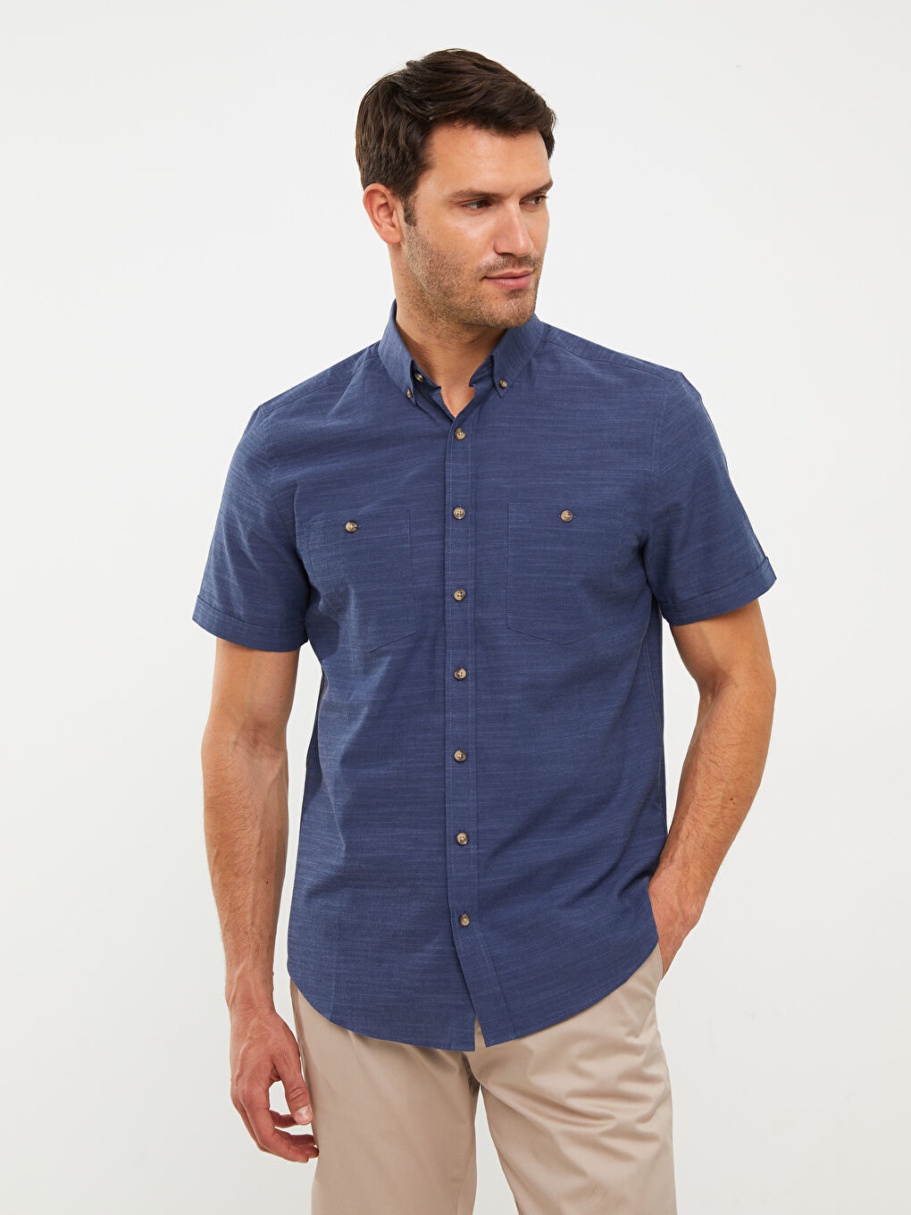 LCWAIKIKI Basic Regular Fit Short Sleeve Poplin Men's Shirt -S20261Z8-CWU
