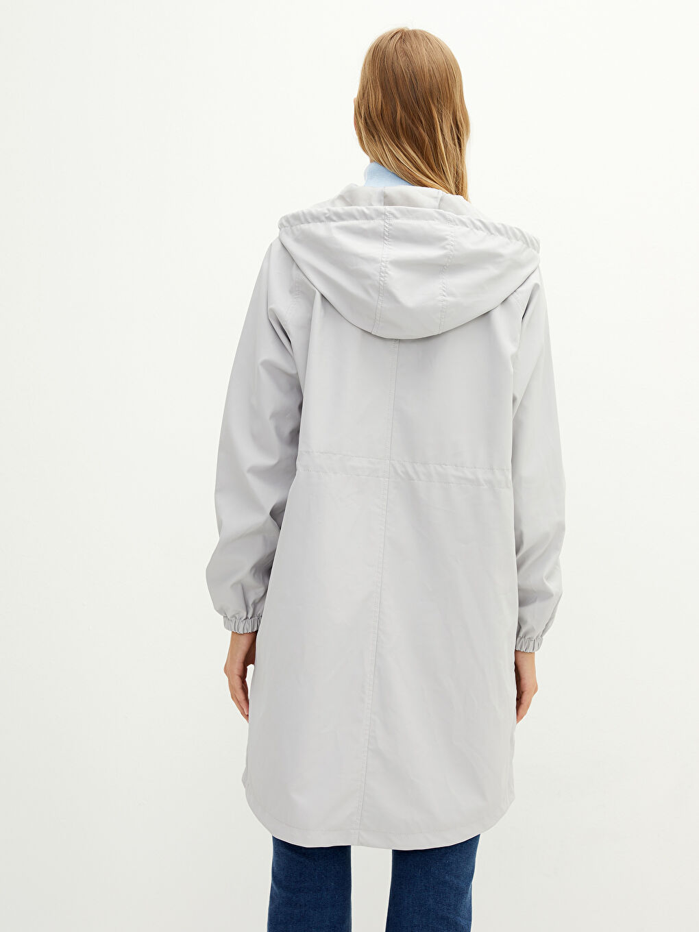 Women's Hooded Plain Raincoat-5