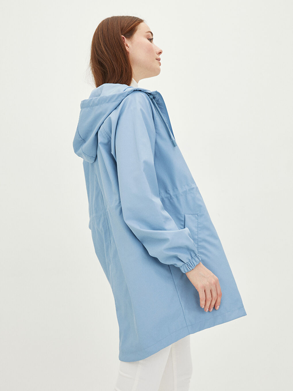 Women's Hooded Plain Raincoat-1