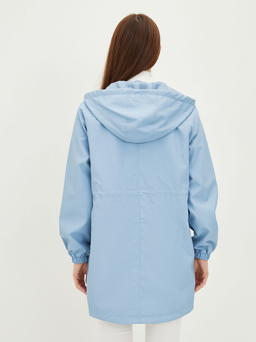 Women's Hooded Plain Raincoat-5