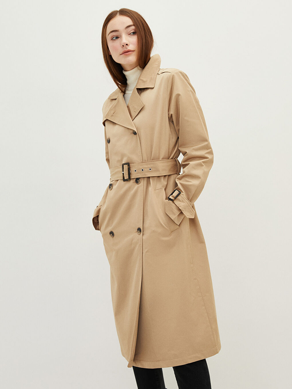 Shirt Neck Regular Long Sleeve Women's Trench Coat-1