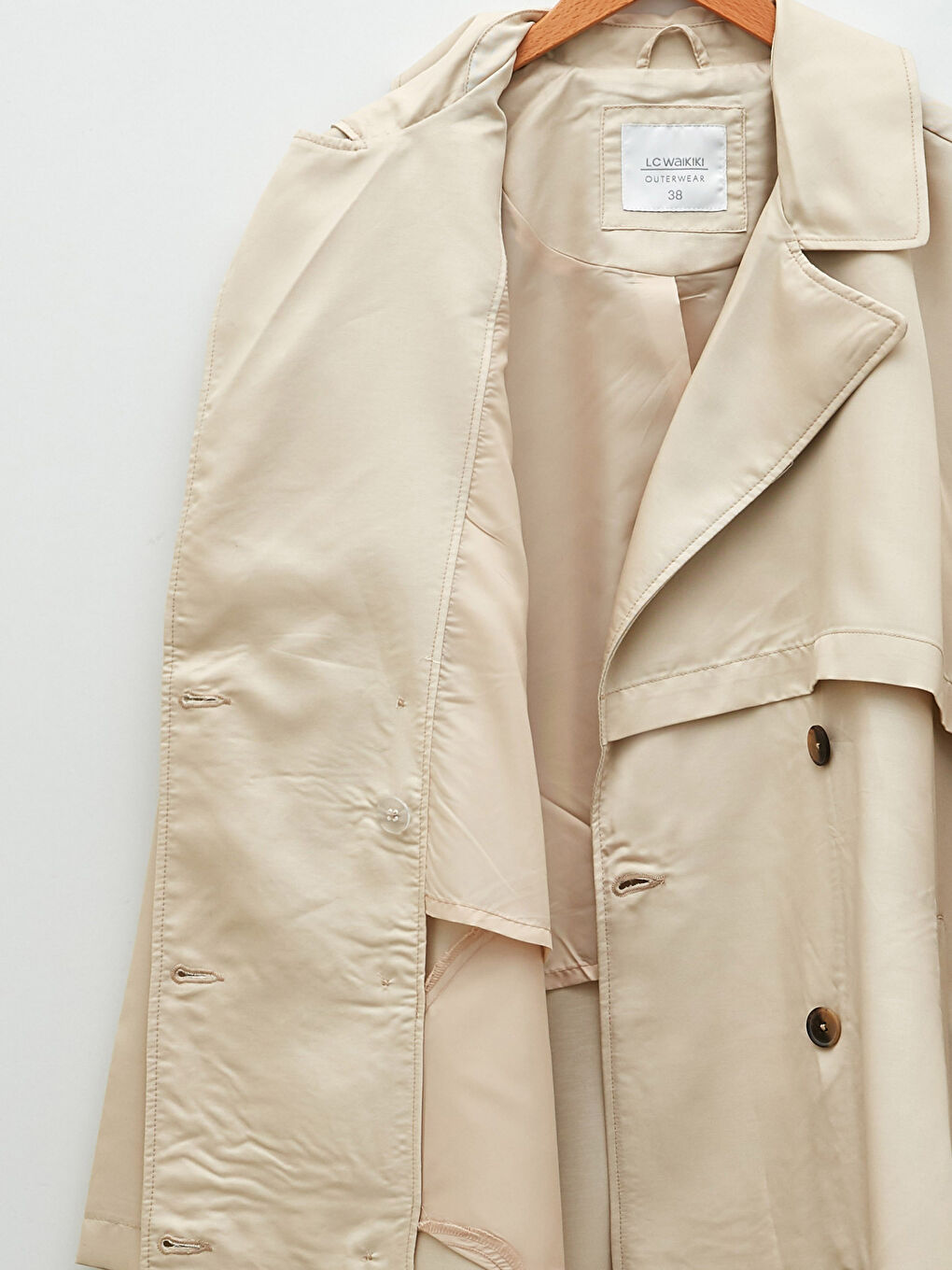 Trench-coat à col de veste droit avec poches détaillées et manches longues pour Femmes-8