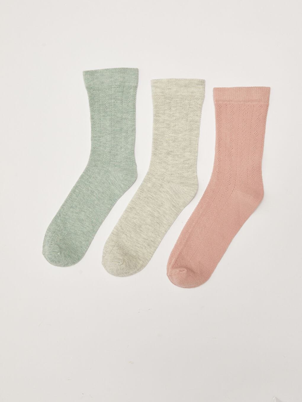 Yeşil Kadın Düz Soket Çorap 3'lü-1
