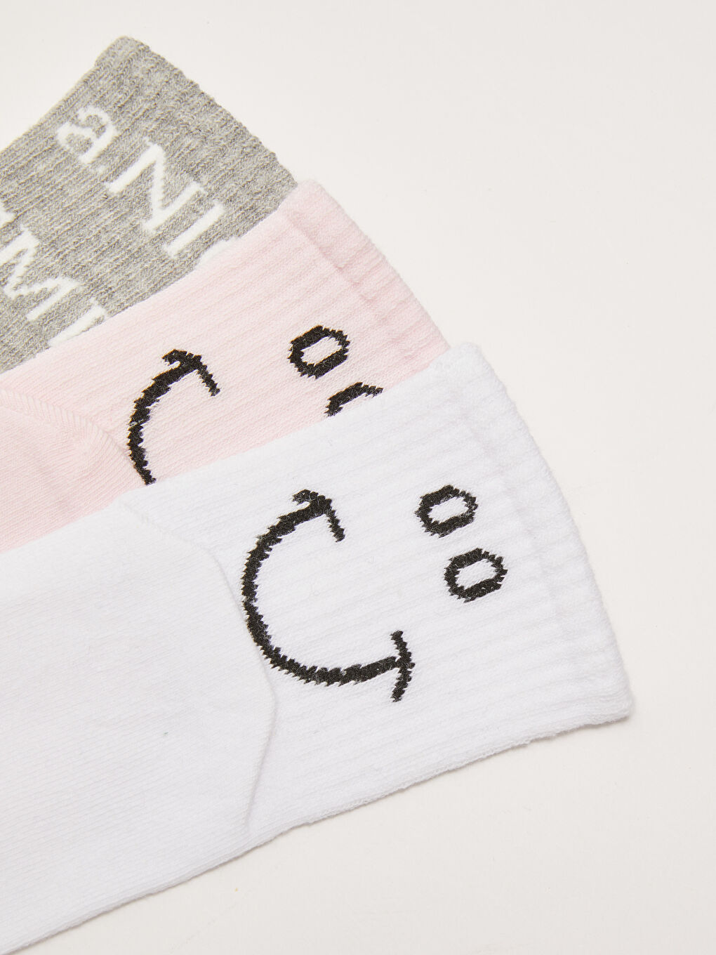 Pembe Baskılı Kadın Soket Çorap 3'lü-2