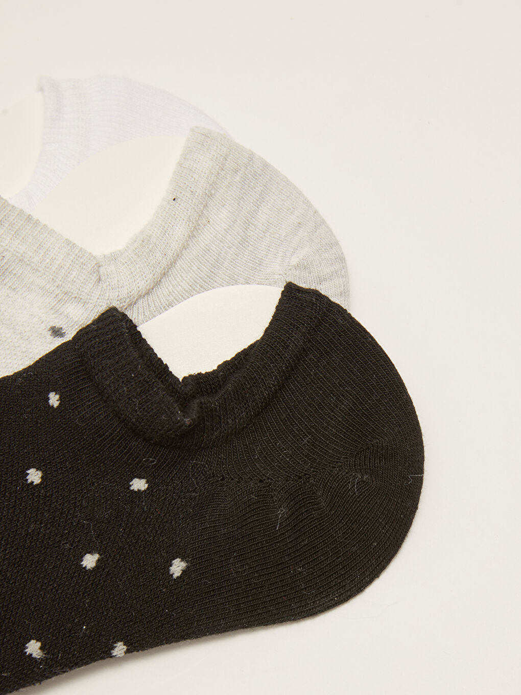 Beyaz Desenli Kadın Patik Çorap 3'lü-2