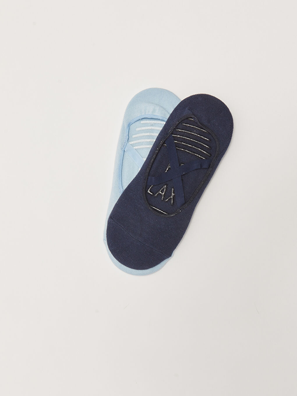 Mavi Kaydırmaz Tabanlı Baskılı Kadın Yoga ve Pilates Çorabı 2'li Paket