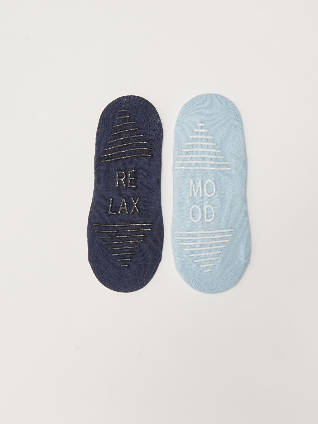 Mavi Kaydırmaz Tabanlı Baskılı Kadın Yoga ve Pilates Çorabı 2'li Paket-1