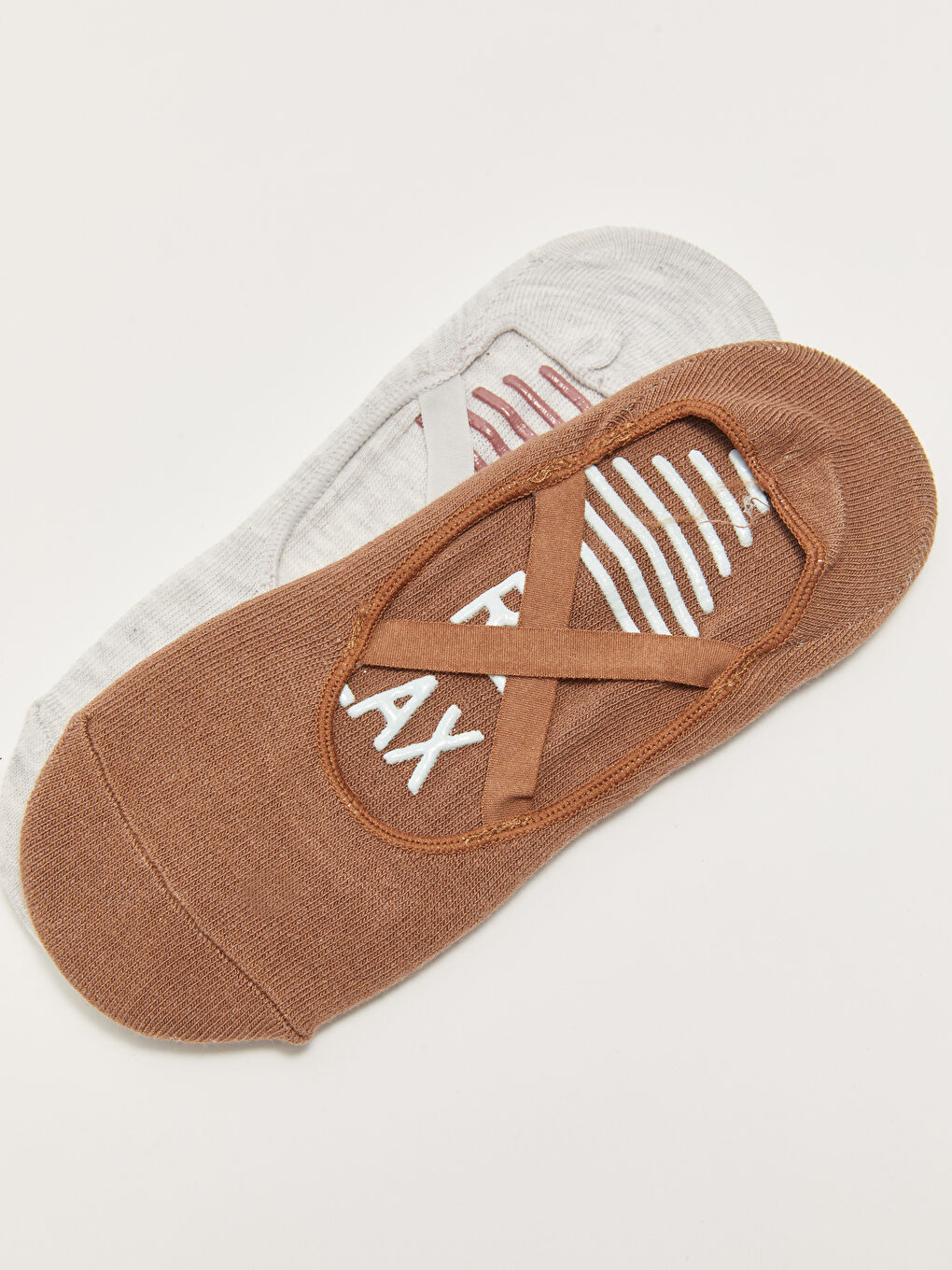 Kahverengi Kaydırmaz Tabanlı Baskılı Kadın Yoga ve Pilates Çorabı 2'li Paket-3