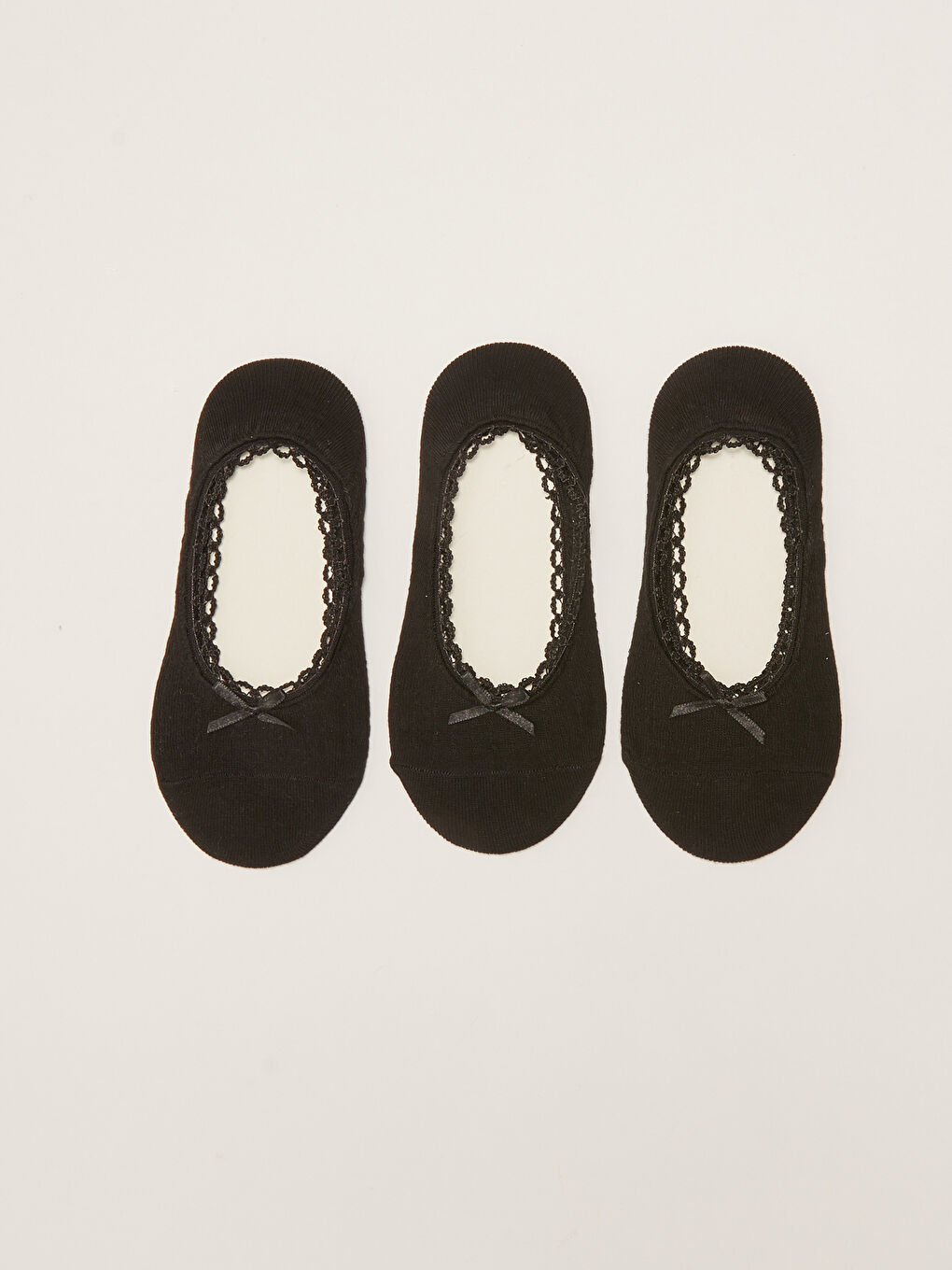 Siyah Nakışlı Kadın Babet Çorap 3'lü Paket-1