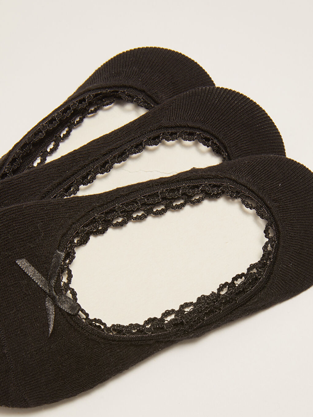 Siyah Nakışlı Kadın Babet Çorap 3'lü Paket-2