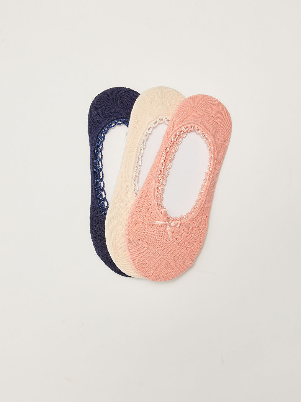 Kırmızı Kendinden Desenli Kadın Babet Çorap 3'lü