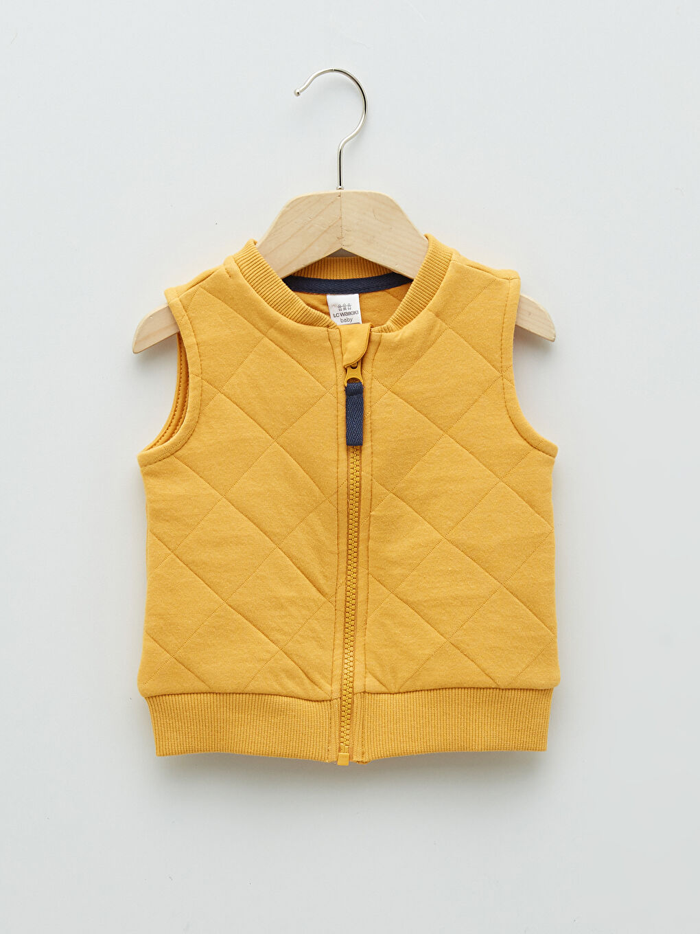 Sarı Bisiklet Yaka Erkek Bebek Fermuarlı Yelek