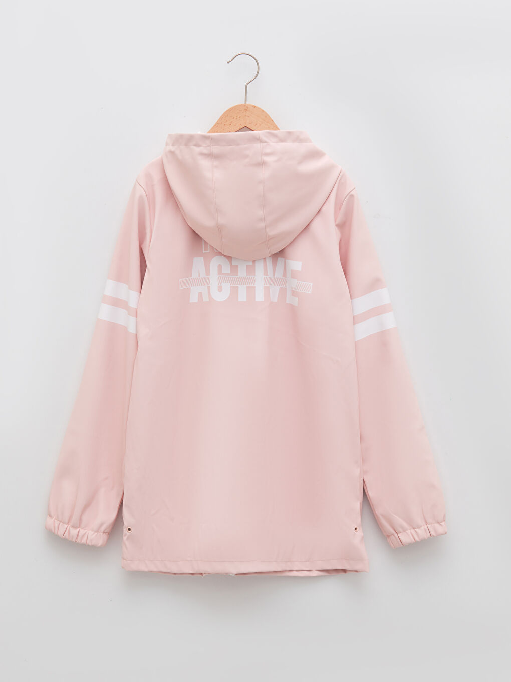 Pembe Kapüşonlu Baskılı Kız Çocuk Mont-1