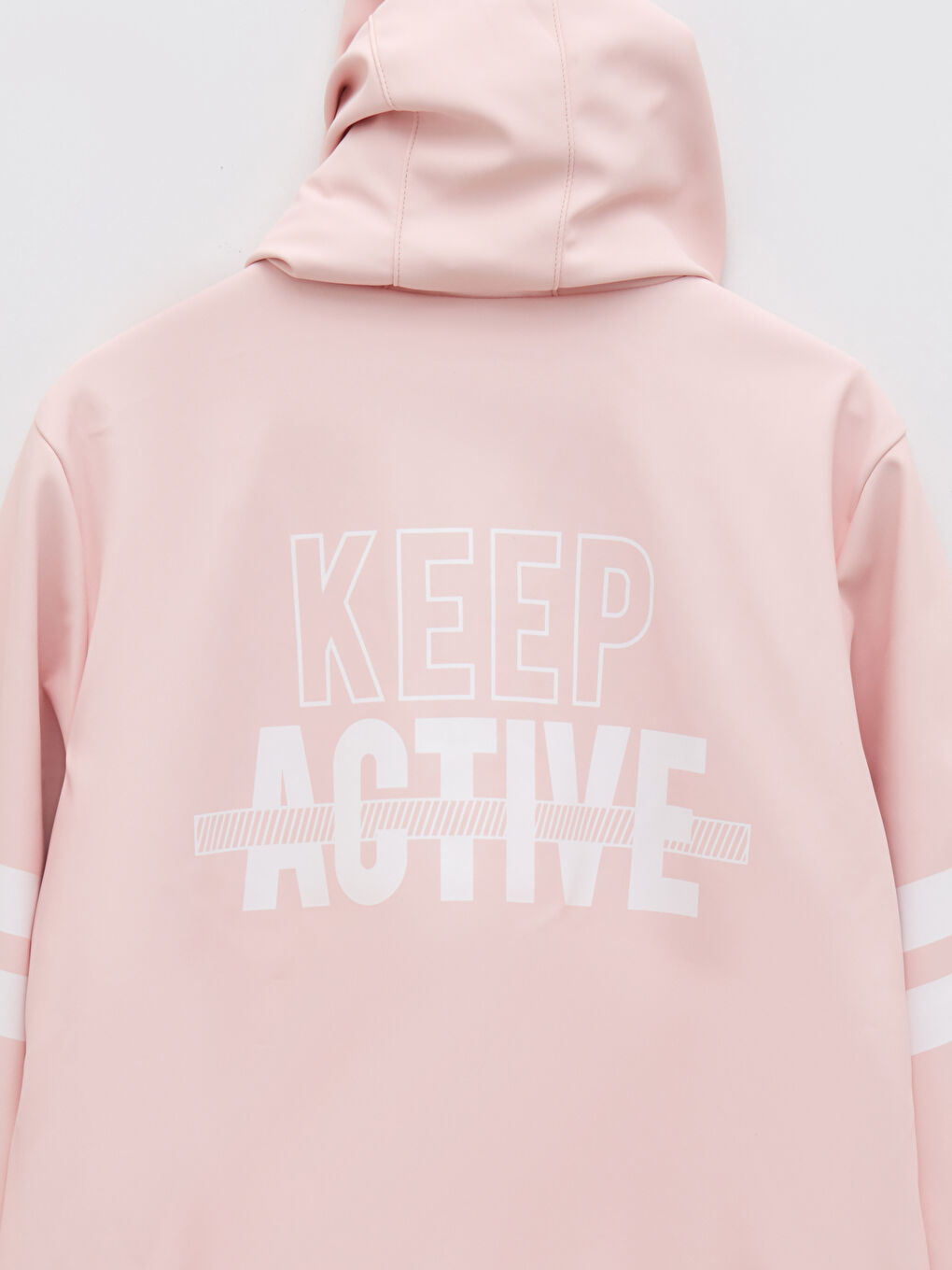 Pembe Kapüşonlu Baskılı Kız Çocuk Mont-3