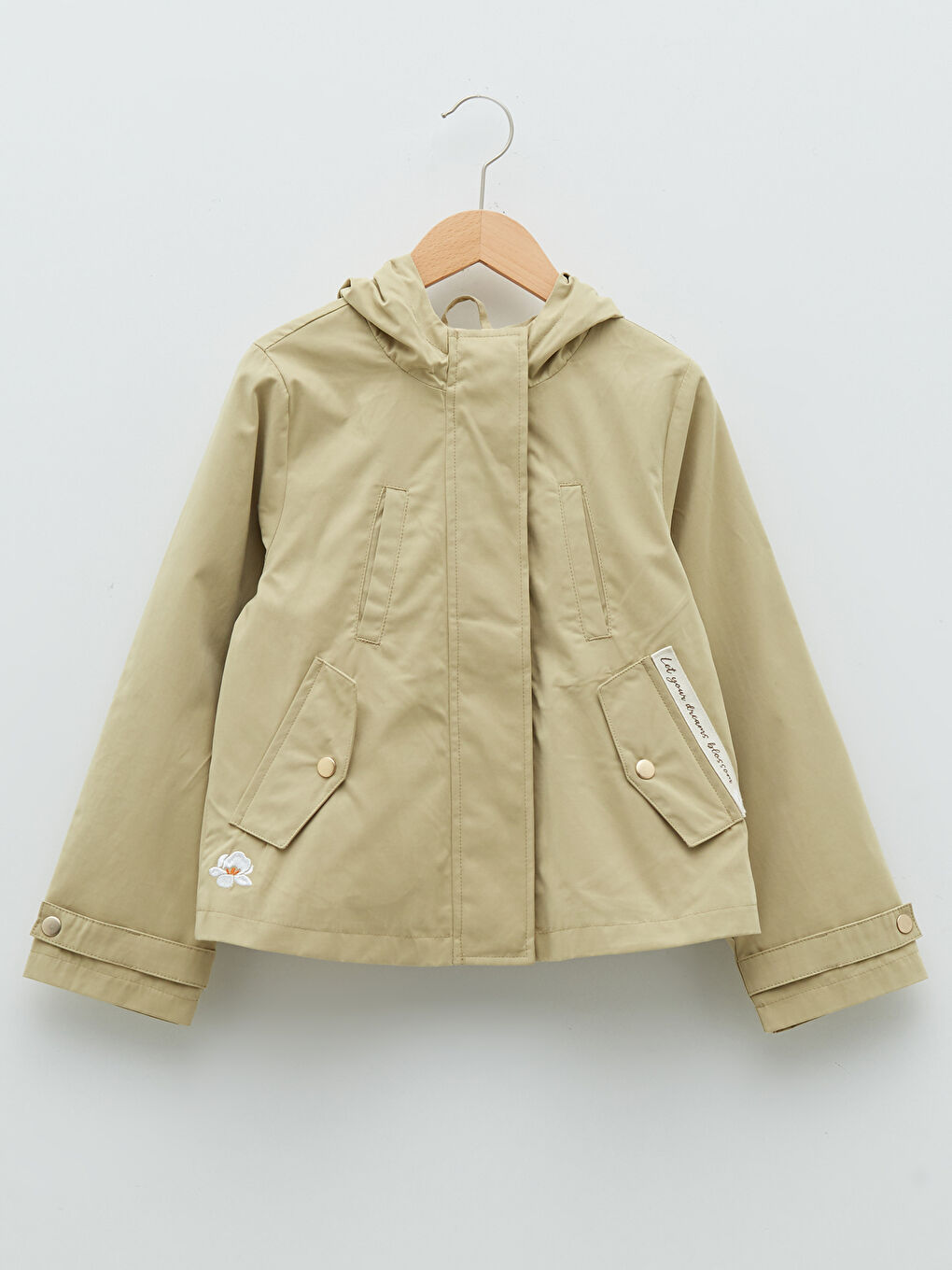 Hooded Embroidery Detailed Girls' Coat -S20353Z4-GD1