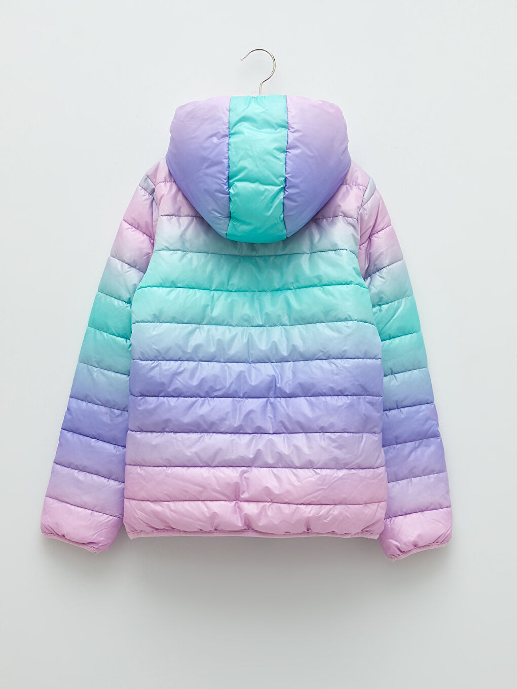 Пальто для девочек с капюшоном и цветовым блоком-1