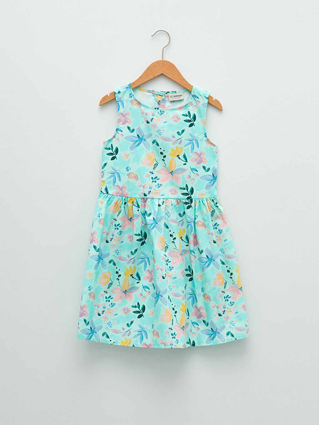 LCW Kids Crew Neck Patterned Poplin Girl Dress -S20358Z4-LU5