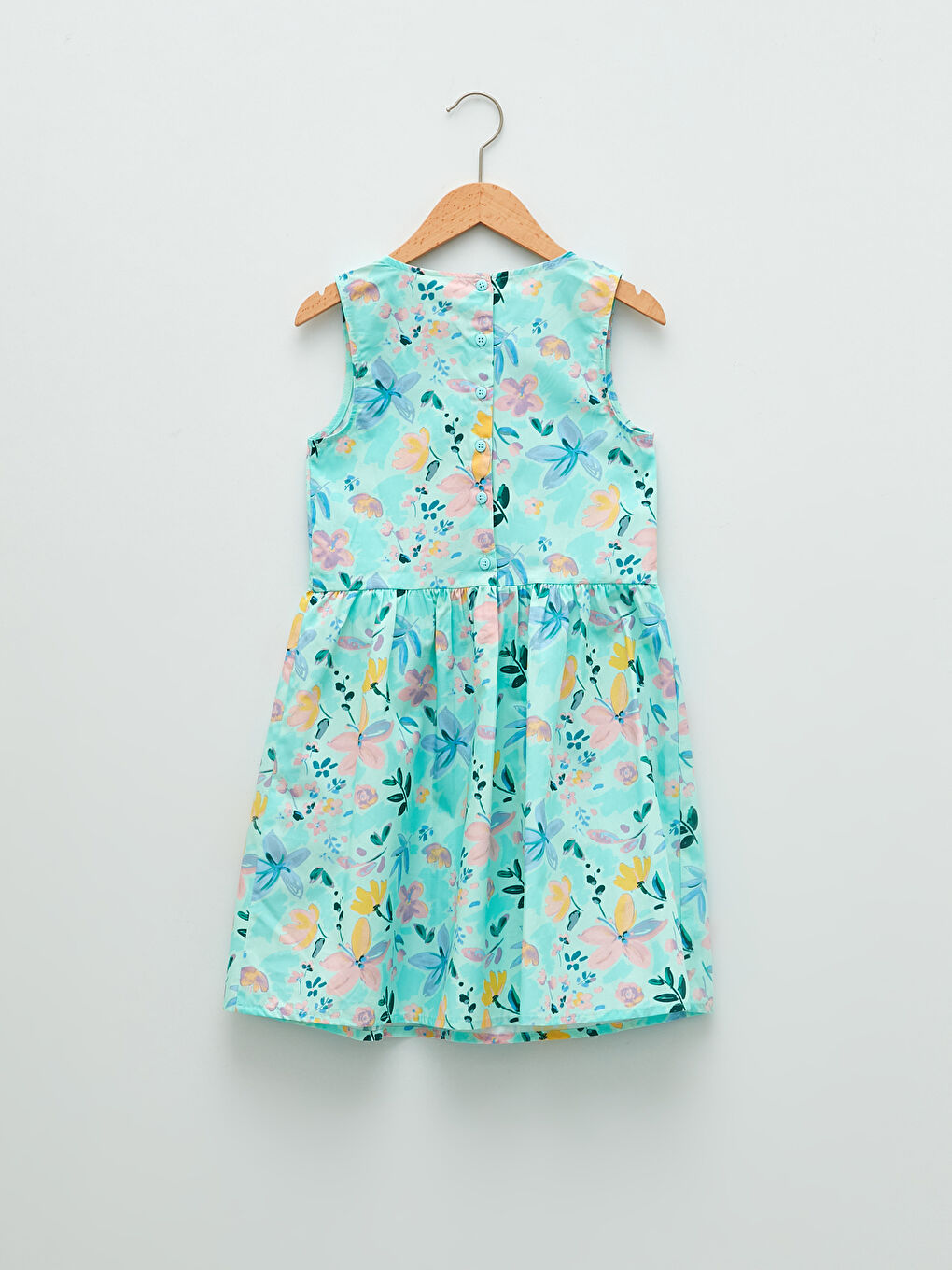 LCW Kids Crew Neck Patterned Poplin Girl Dress -S20358Z4-LU5