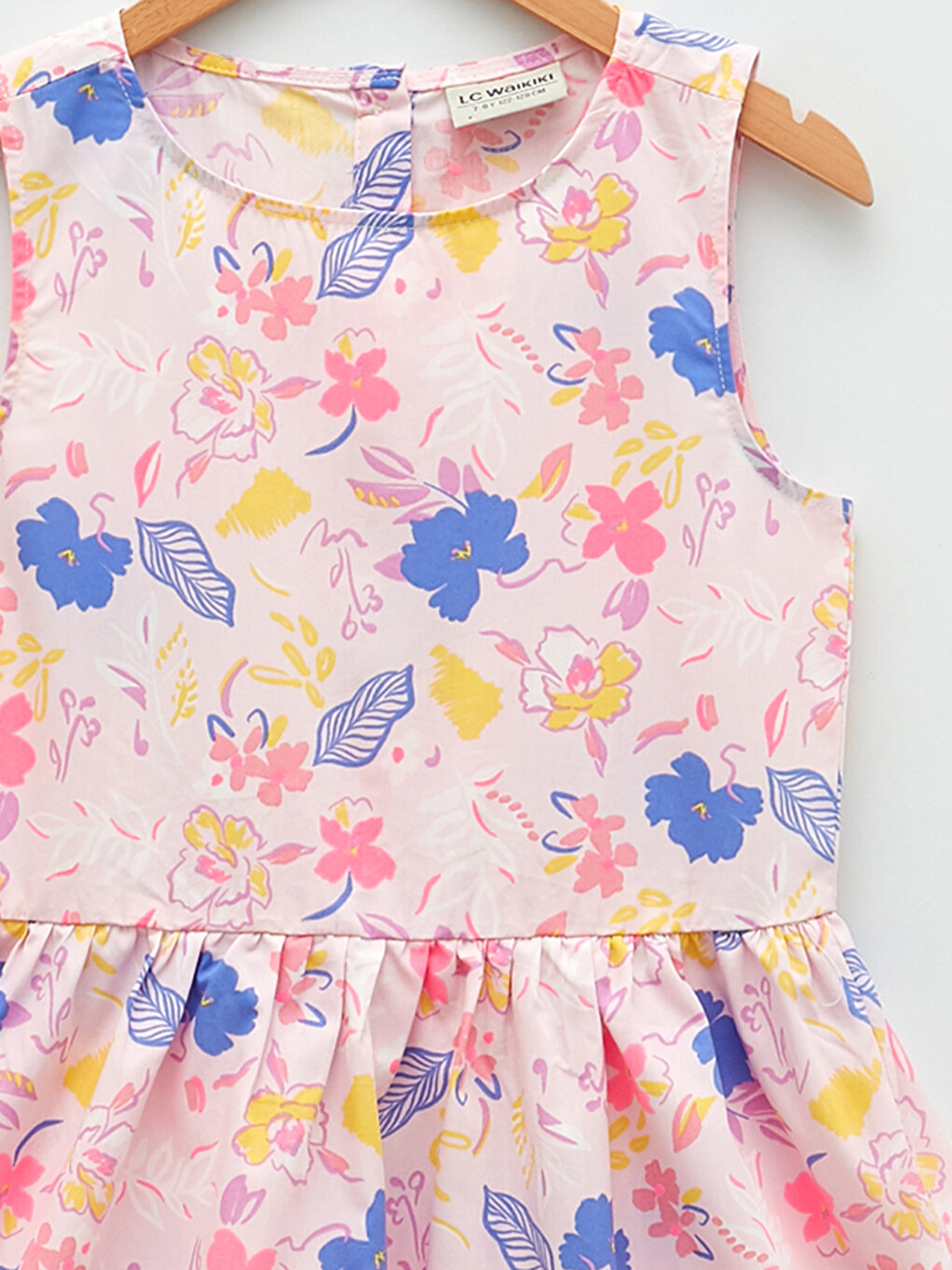 LCW Kids Bisiklet Yaka Desenli Poplin Kız Çocuk Elbise - S20358Z4