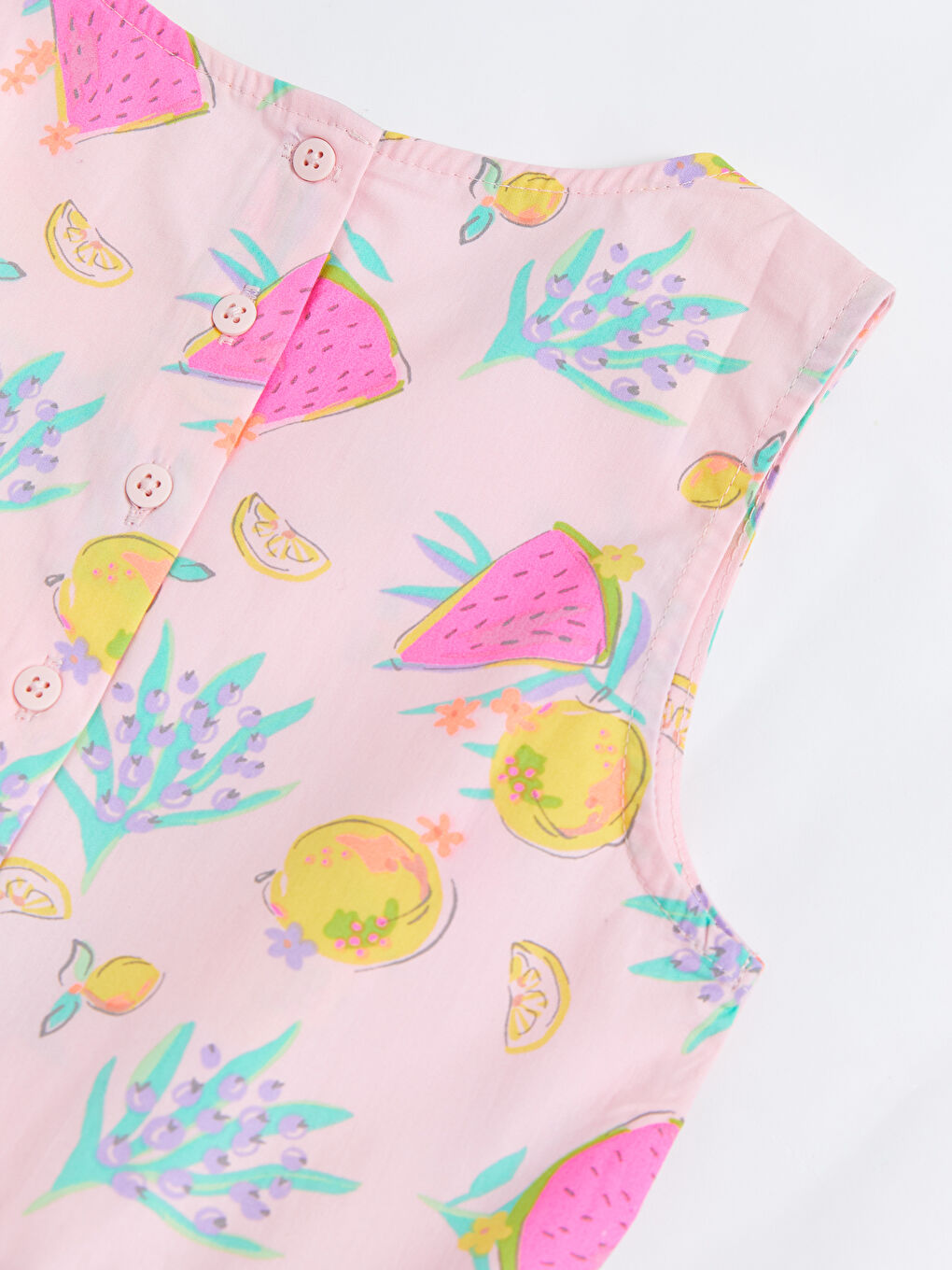 Pembe Bisiklet Yaka Desenli Poplin Kız Çocuk Elbise-2