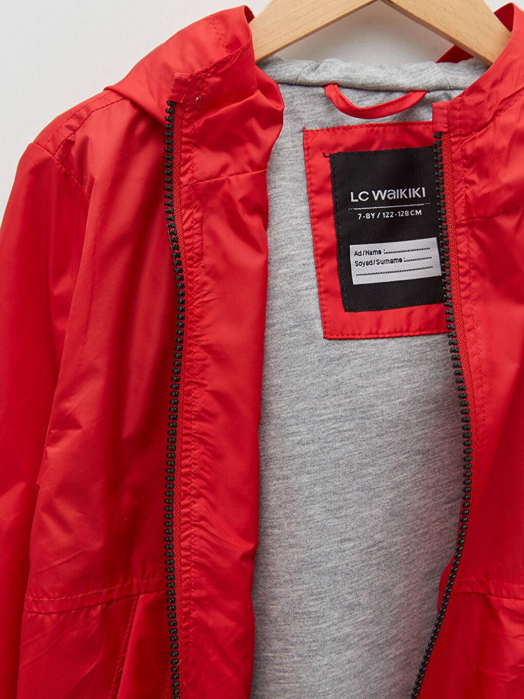 Kırmızı Kapüşonlu Basic Erkek Çocuk Yağmurluk-3