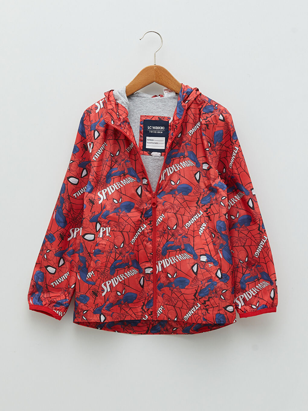 Hooded Spider-Man Print Boy Raincoat-2