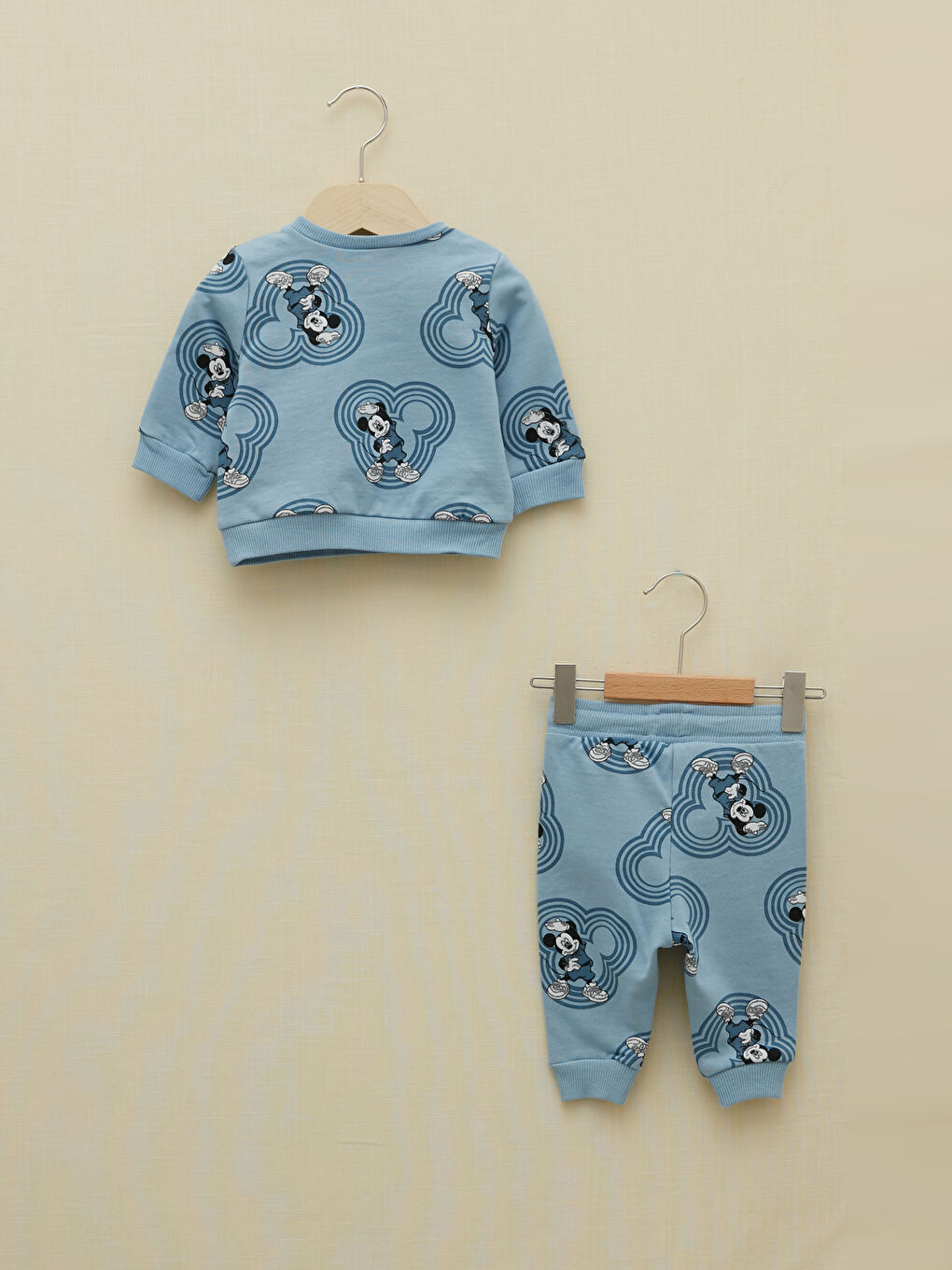 Crew Neck Long Sleeve Mickey Mouse Printed Baby Boys' Sweatshirt and Pants 2 Pack Set-1