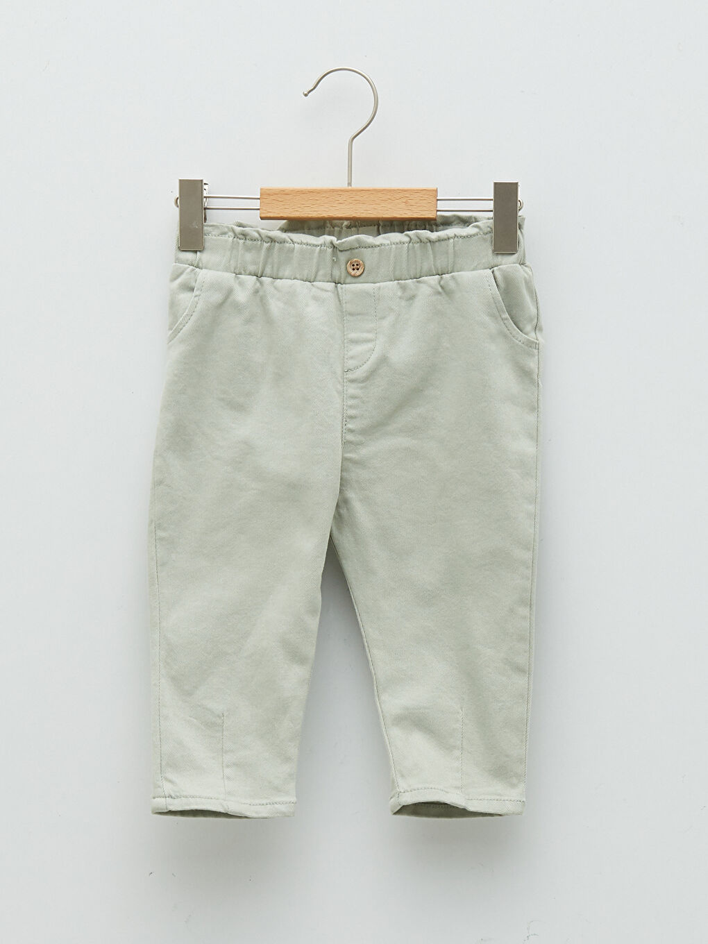 Pantalon Basique en Gabardine à Taille Élastiquée pour Bébé Fille