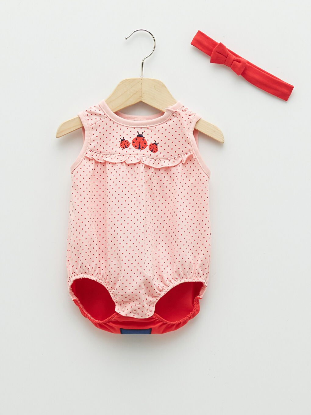 Body bébé imprimé en coton à col rond et serre-tête ensemble 2 pièces