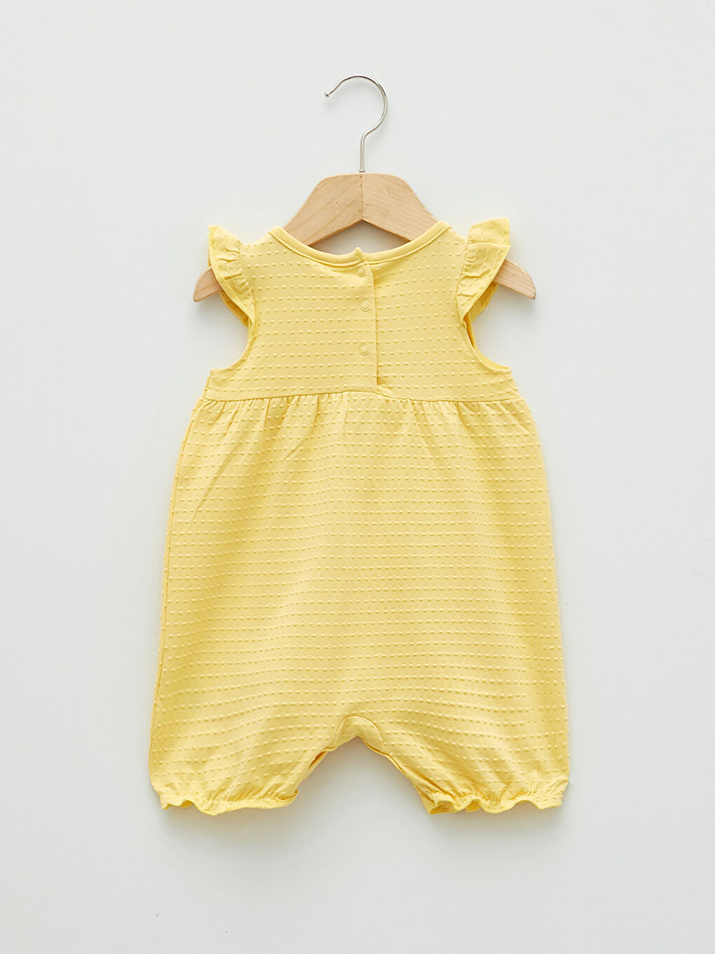 Crew Neck Self Patterned Cotton Baby Girl Rompers-1